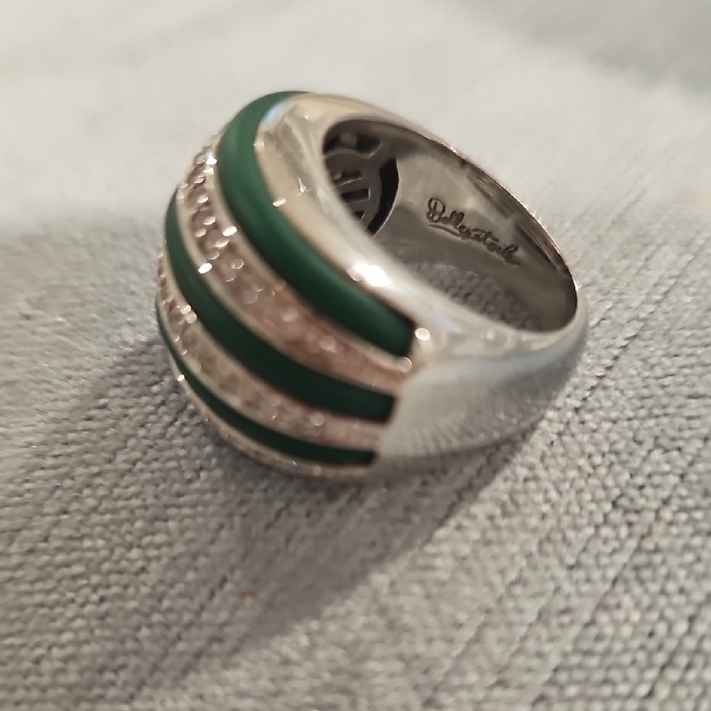 Belle Etoile 925 Silver Elegant Green and Silver Women's Ring - Picture 8 of 8